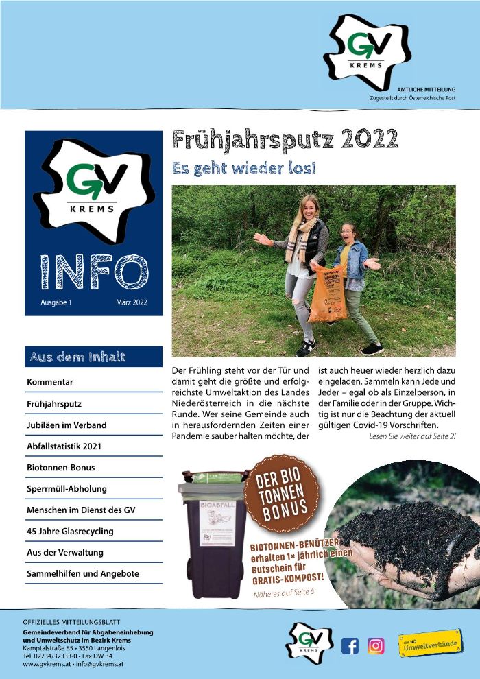 Titelseite der Verbandszeitung GV Info Ausgabe 1 2022