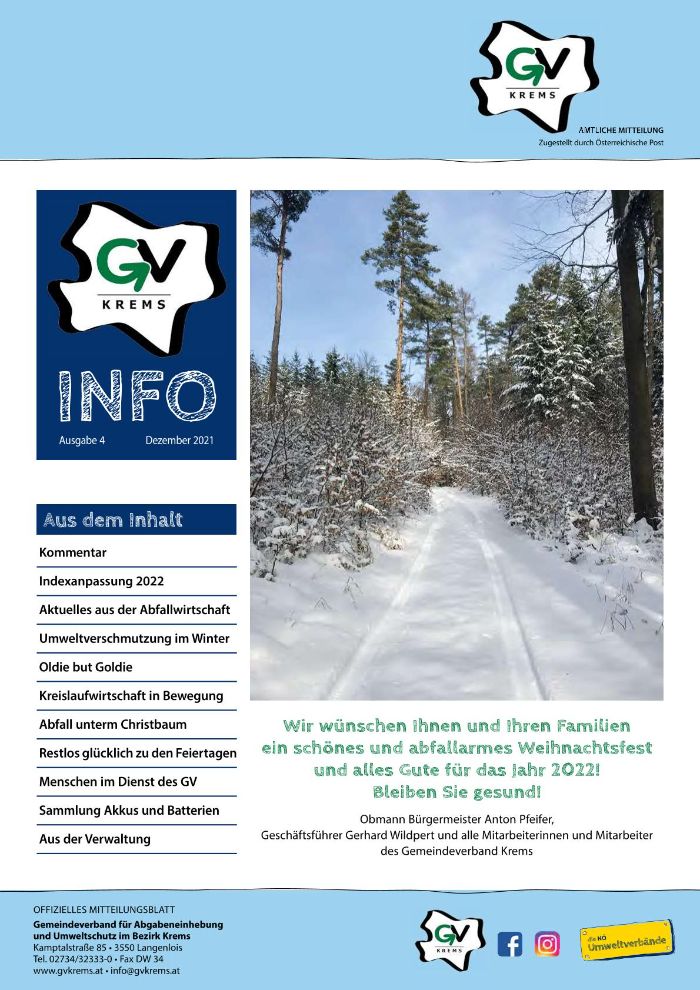 Titelseite der Verbandszeitung GV Info Ausgabe 4 2021